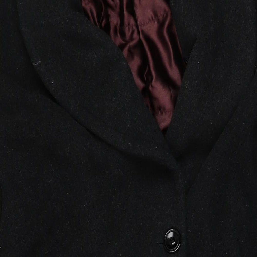 Principles Mens Black Overcoat Coat Size 38 Button