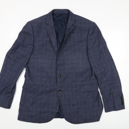 John Lewis Mens Blue Geometric Wool Jacket Suit Jacket Size 42 Regular
