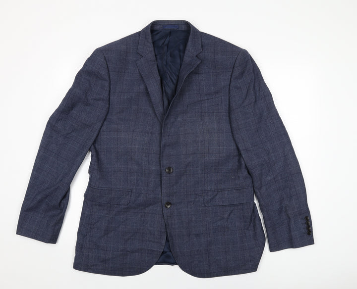 John Lewis Mens Blue Geometric Wool Jacket Suit Jacket Size 42 Regular