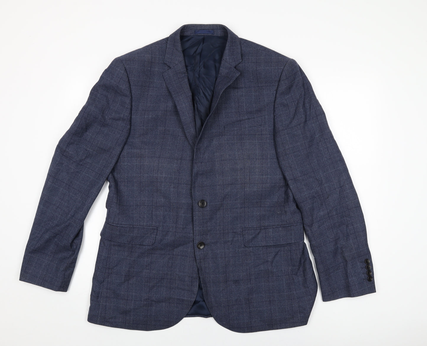 John Lewis Mens Blue Geometric Wool Jacket Suit Jacket Size 42 Regular