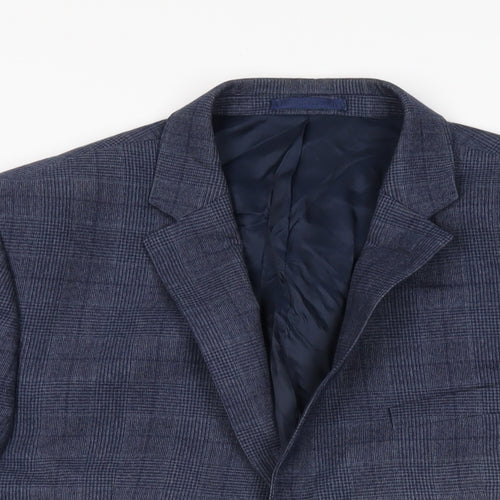 John Lewis Mens Blue Geometric Wool Jacket Suit Jacket Size 42 Regular