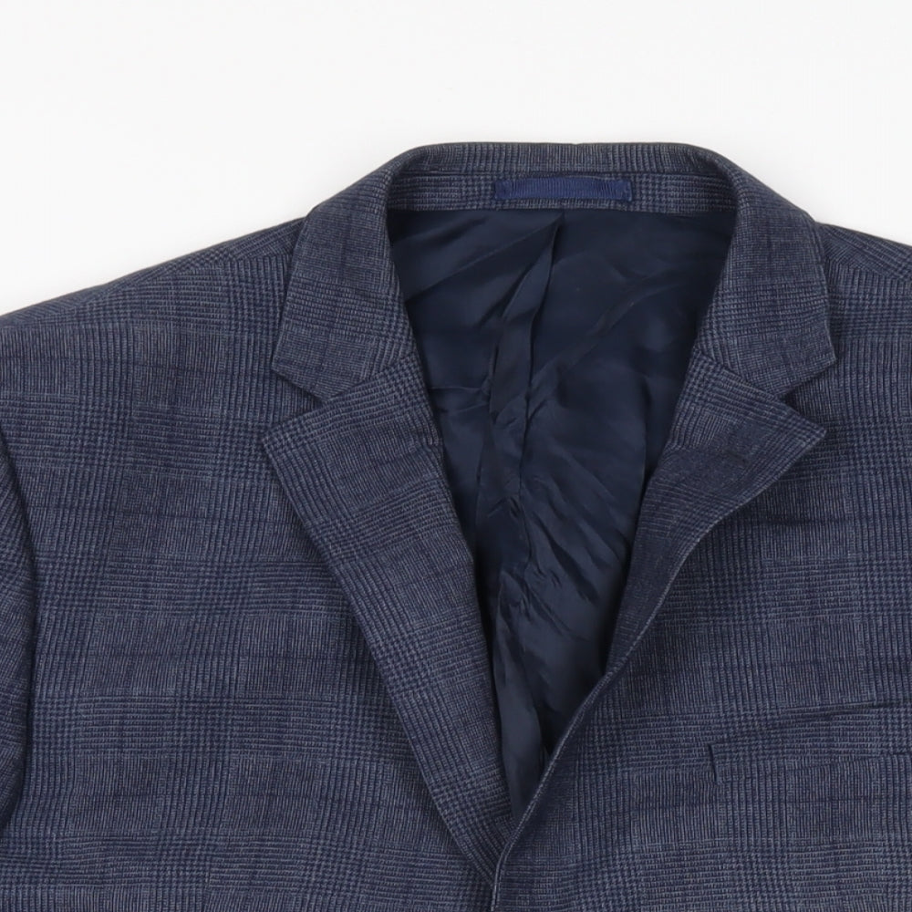 John Lewis Mens Blue Geometric Wool Jacket Suit Jacket Size 42 Regular