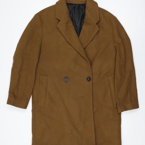 Zara Mens Brown Overcoat Coat Size S Button