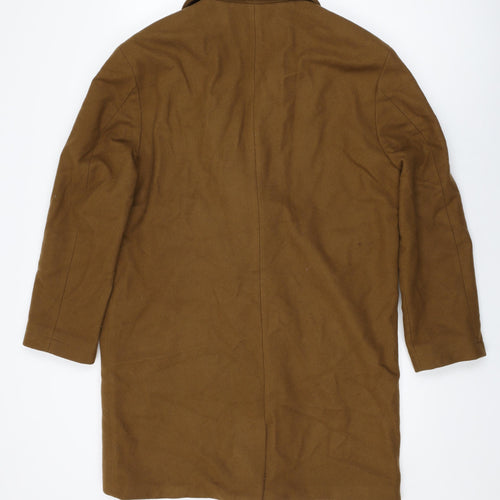 Zara Mens Brown Overcoat Coat Size S Button