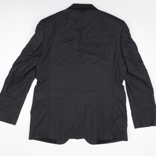 Marks and Spencer Mens Black Striped Wool Jacket Suit Jacket Size 42 Regular