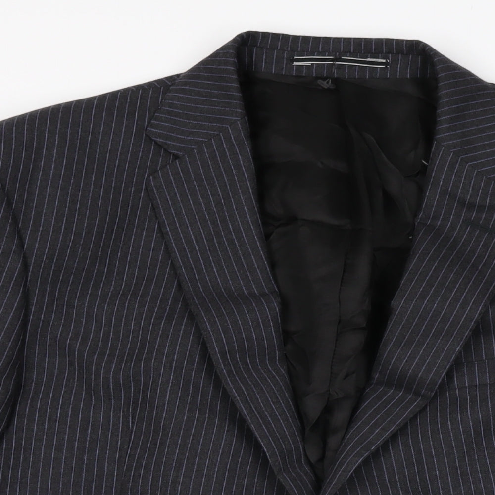 Marks and Spencer Mens Black Striped Wool Jacket Suit Jacket Size 42 Regular