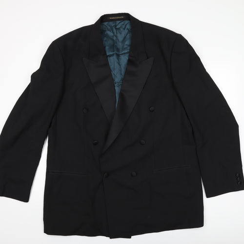 Marks and Spencer Mens Black Polyester Jacket Suit Jacket Size 46 Regular