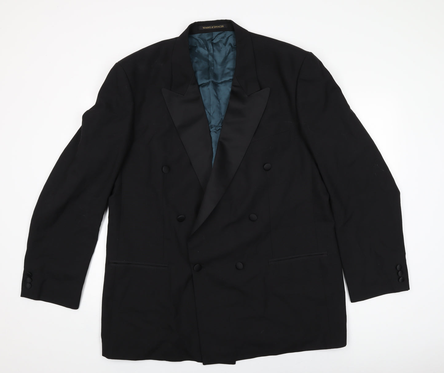 Marks and Spencer Mens Black Polyester Jacket Suit Jacket Size 46 Regular