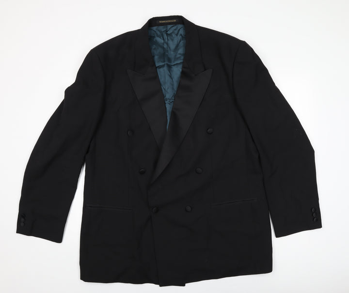 Marks and Spencer Mens Black Polyester Jacket Suit Jacket Size 46 Regular