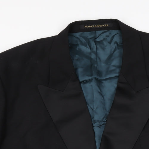 Marks and Spencer Mens Black Polyester Jacket Suit Jacket Size 46 Regular