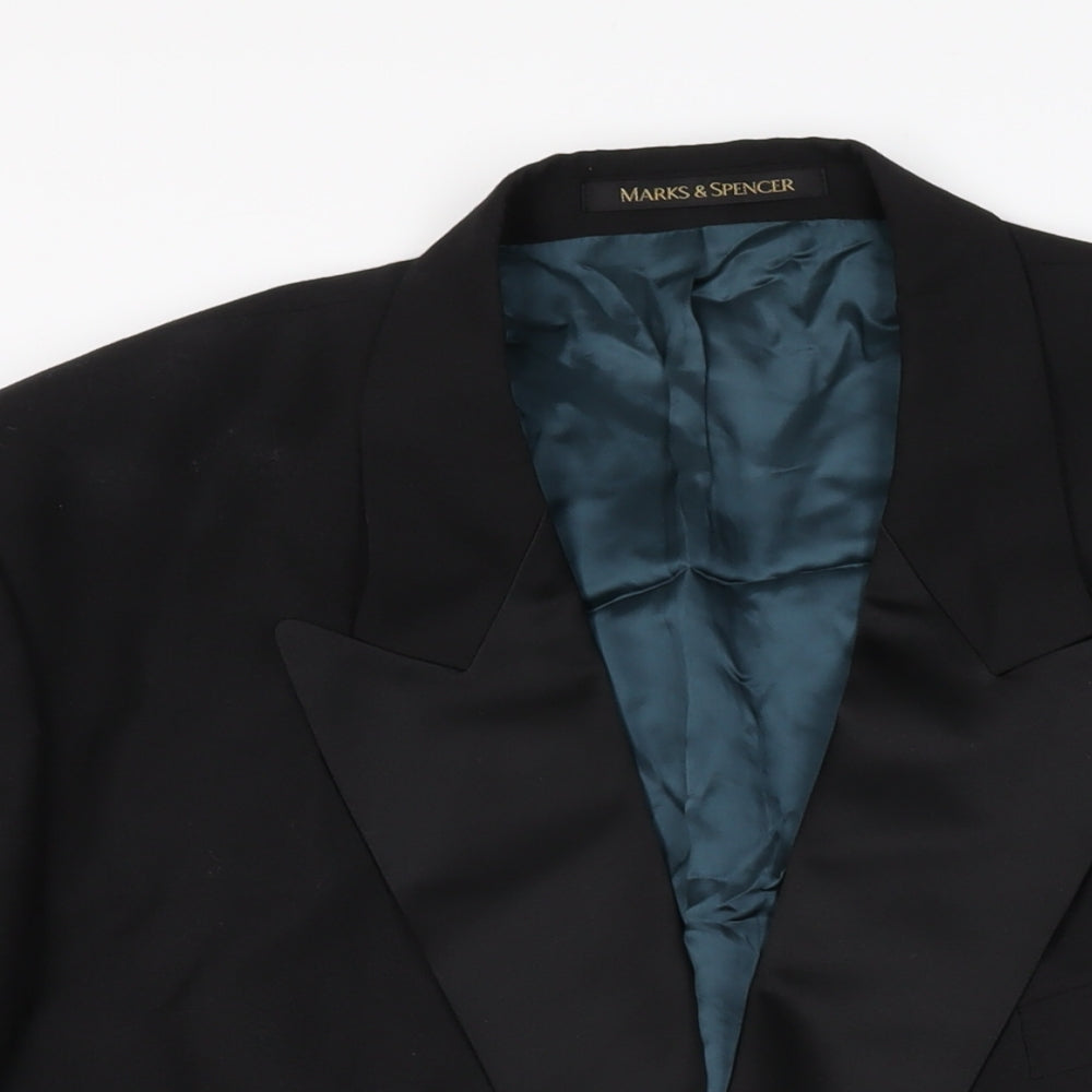 Marks and Spencer Mens Black Polyester Jacket Suit Jacket Size 46 Regular