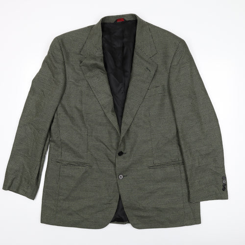 Christopher Hayes Mens Green Geometric Wool Jacket Suit Jacket Size 42 Regular
