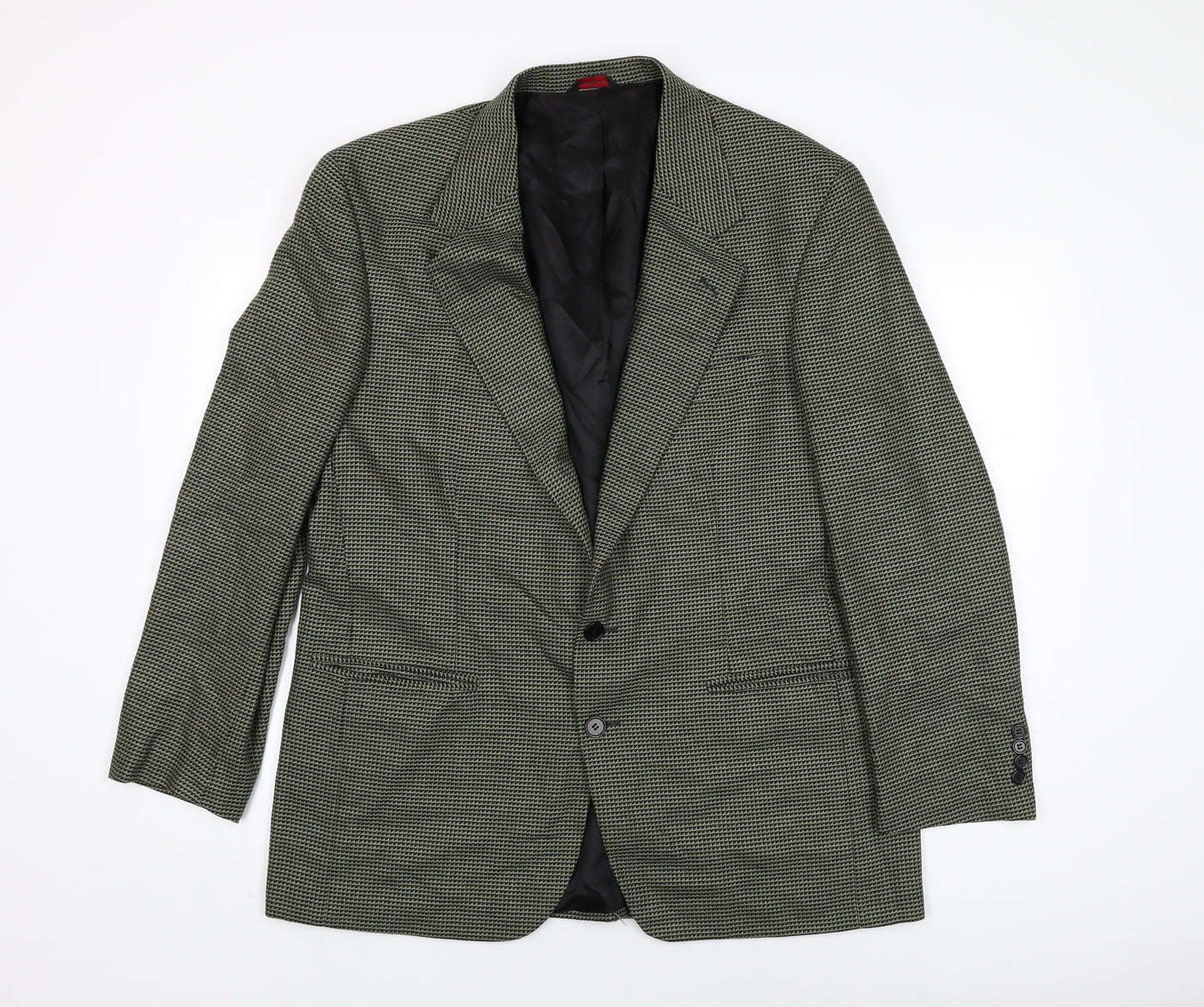 Christopher Hayes Mens Green Geometric Wool Jacket Suit Jacket Size 42 Regular