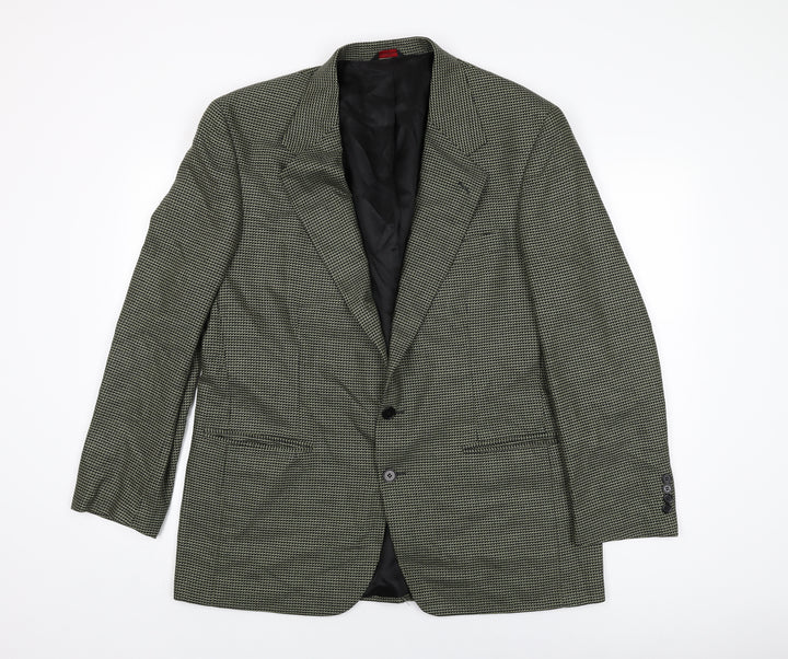 Christopher Hayes Mens Green Geometric Wool Jacket Suit Jacket Size 42 Regular