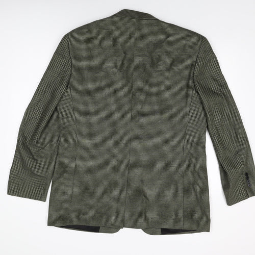 Christopher Hayes Mens Green Geometric Wool Jacket Suit Jacket Size 42 Regular