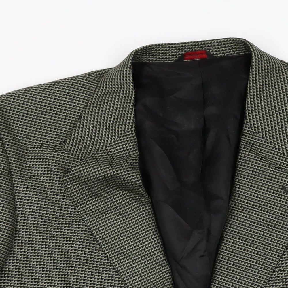 Christopher Hayes Mens Green Geometric Wool Jacket Suit Jacket Size 42 Regular