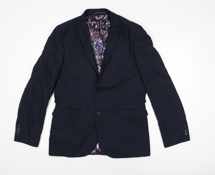 NEXT Mens Blue Polyester Jacket Suit Jacket Size 40 Regular