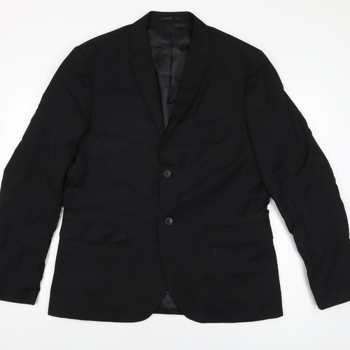 H&M Mens Black Polyester Jacket Suit Jacket Size 46 Regular