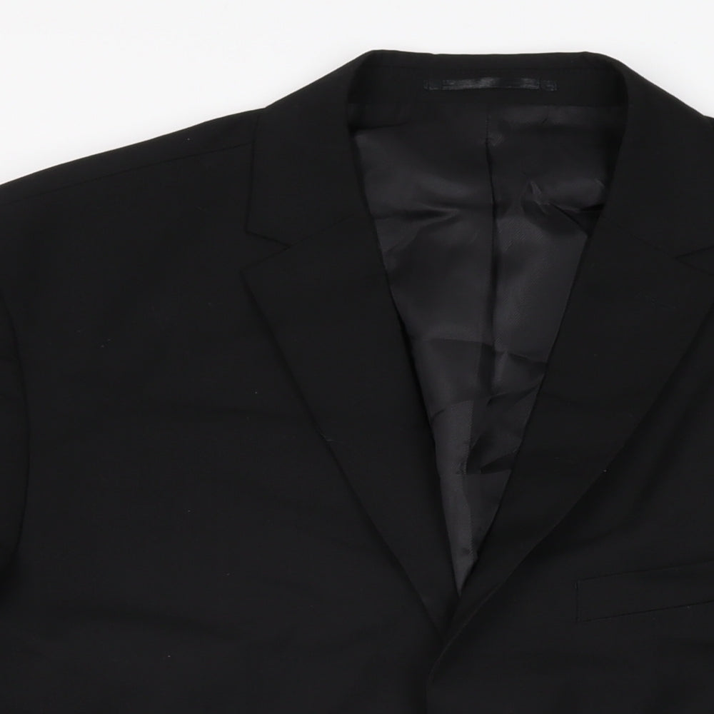 H&M Mens Black Polyester Jacket Suit Jacket Size 46 Regular