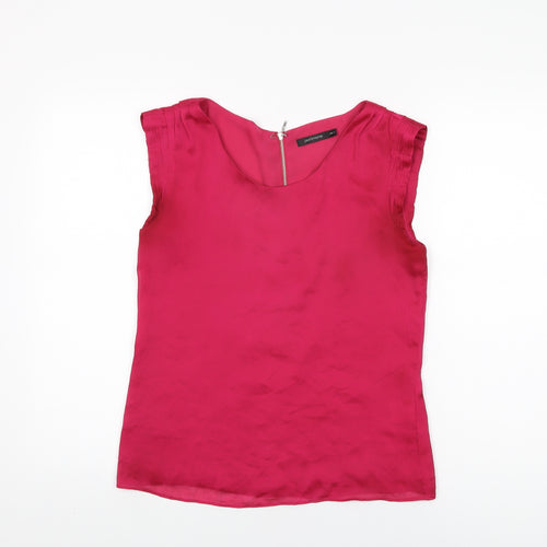 Portmans Womens Pink Polyester Basic Blouse Size 8 Round Neck