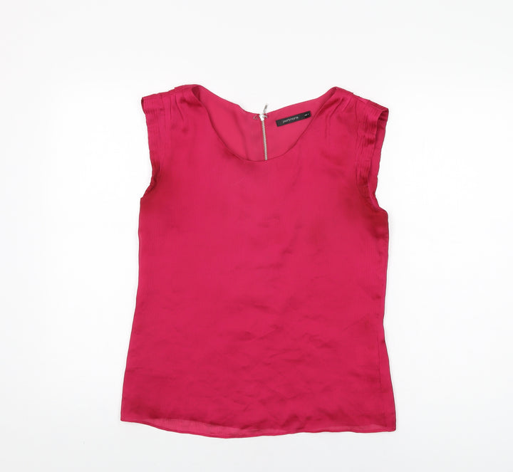 Portmans Womens Pink Polyester Basic Blouse Size 8 Round Neck