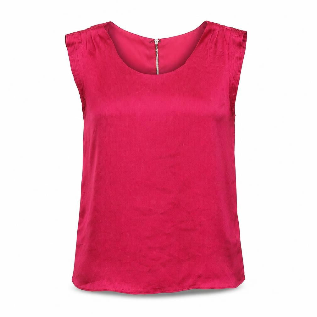 Portmans Womens Pink Polyester Basic Blouse Size 8 Round Neck