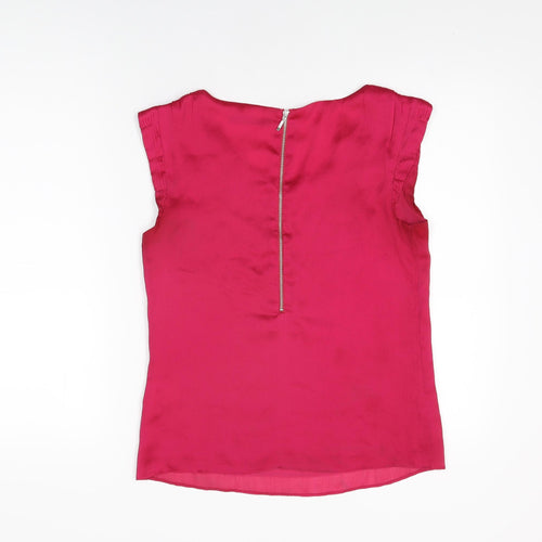 Portmans Womens Pink Polyester Basic Blouse Size 8 Round Neck