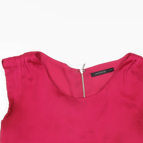 Portmans Womens Pink Polyester Basic Blouse Size 8 Round Neck