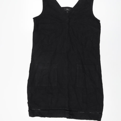 NEXT Womens Black Viscose Shift Size 10 V-Neck Pullover