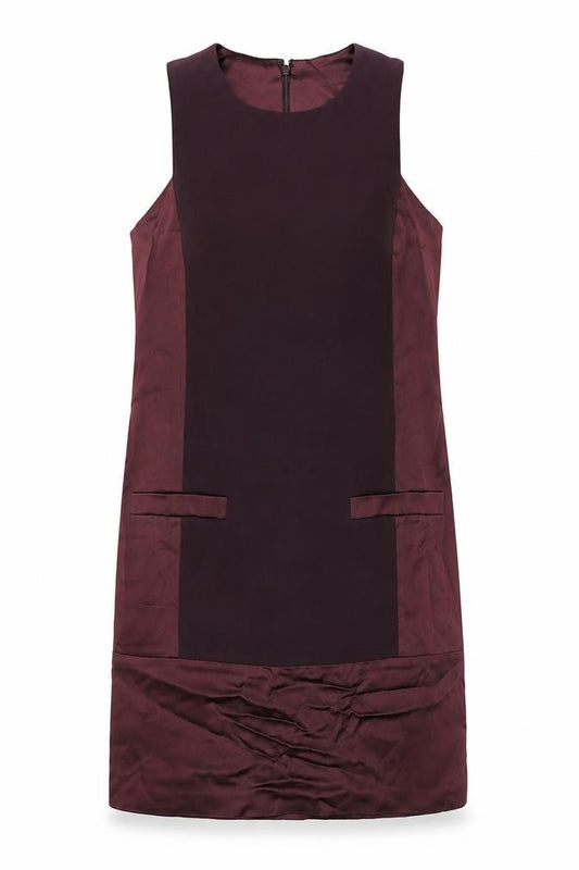 Front view of French Connection women’s red acetate shift, size UK 8, round neck zip