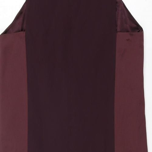 French Connection Womens Red Acetate Shift Size 8 Round Neck Zip