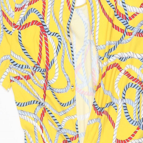 Mango Womens Yellow Geometric Polyester Mini Size M Round Neck Zip