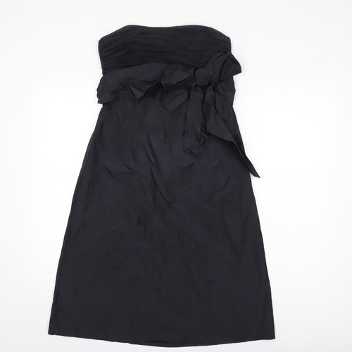 Fenn Wright Manson Womens Black Silk Shift Size 10 Off the Shoulder Zip