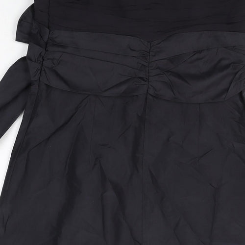Fenn Wright Manson Womens Black Silk Shift Size 10 Off the Shoulder Zip