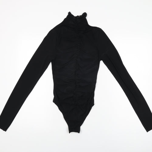 Misspap Womens Black Polyester Bodysuit One-Piece Size 10 Snap