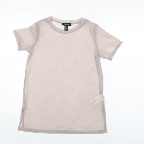 New Look Womens Pink Polyester Basic T-Shirt Size 8 Round Neck