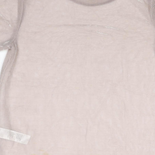 New Look Womens Pink Polyester Basic T-Shirt Size 8 Round Neck