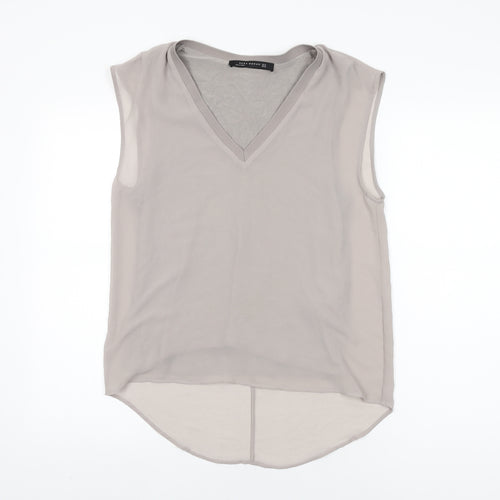 Zara Womens Beige Polyester Basic Blouse Size XS V-Neck