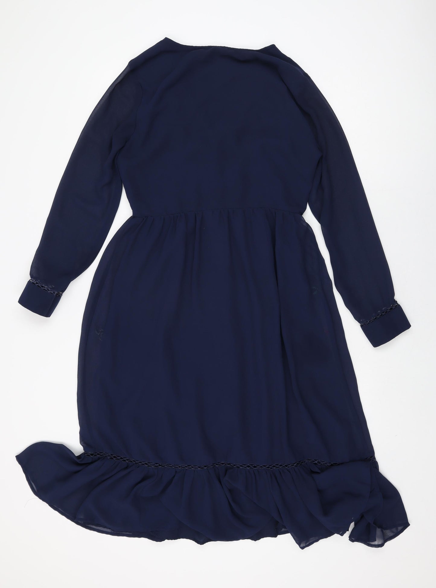 ASOS Womens Blue Floral Viscose A-Line Size 10 V-Neck Button
