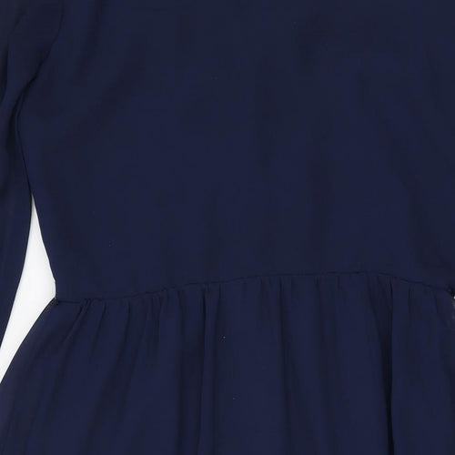 ASOS Womens Blue Floral Viscose A-Line Size 10 V-Neck Button