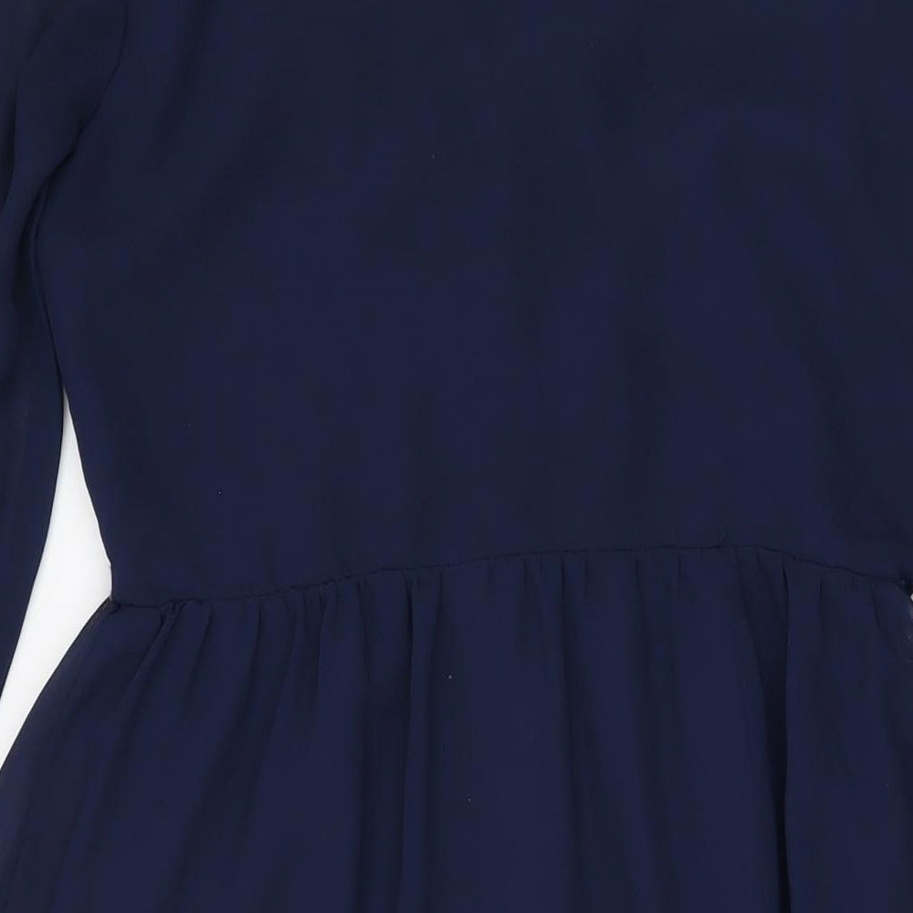 ASOS Womens Blue Floral Viscose A-Line Size 10 V-Neck Button