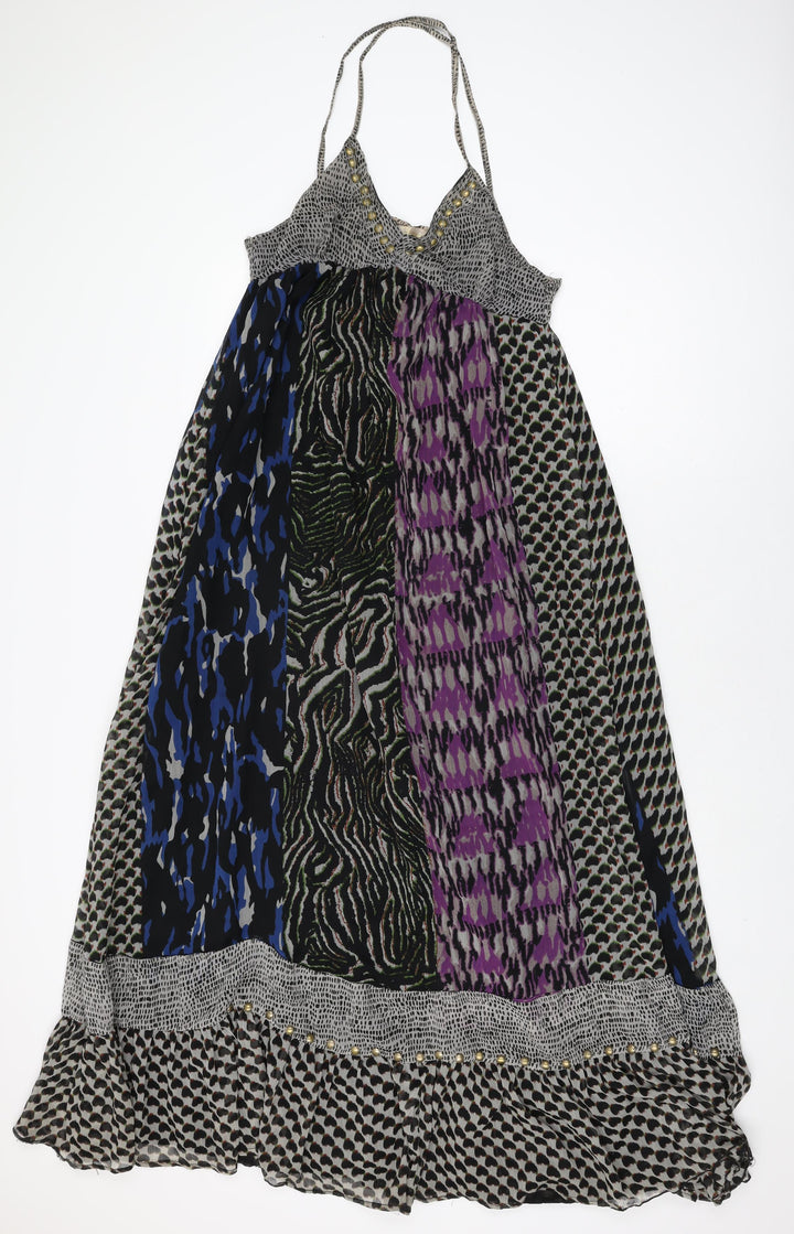 Heaven Womens Multicoloured Geometric Polyester Maxi Size 10 V-Neck Pullover