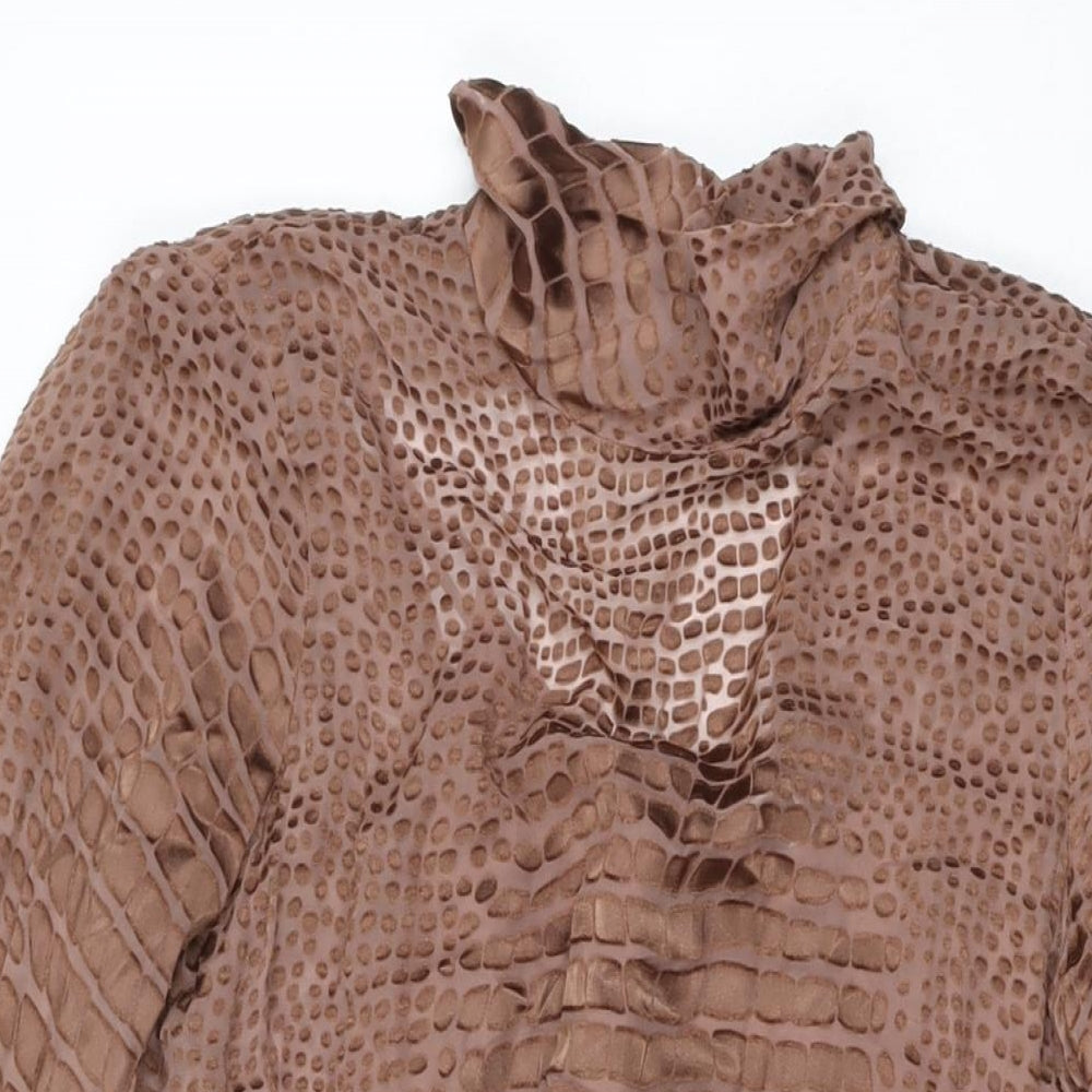 Reiss Womens Brown Geometric Viscose Mini Size 8 High Neck Zip