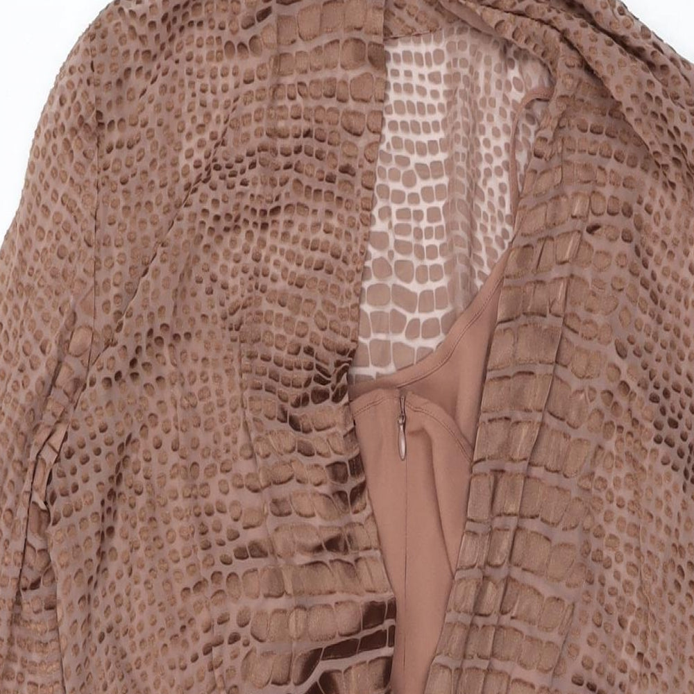 Reiss Womens Brown Geometric Viscose Mini Size 8 High Neck Zip