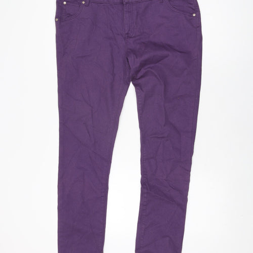 Marks and Spencer Womens Purple Cotton Skinny Jeans Size 32 in L30.5 in Regular Zip