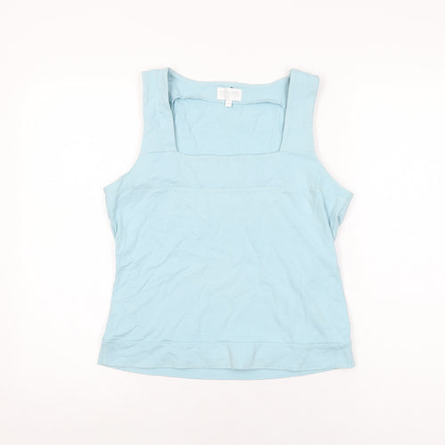 Offshoot Womens Blue Cotton Basic T-Shirt Size M Square Neck