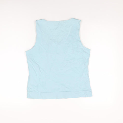Offshoot Womens Blue Cotton Basic T-Shirt Size M Square Neck