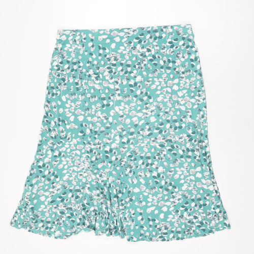 Marks and Spencer Womens Green Geometric Viscose Swing Skirt Size 18