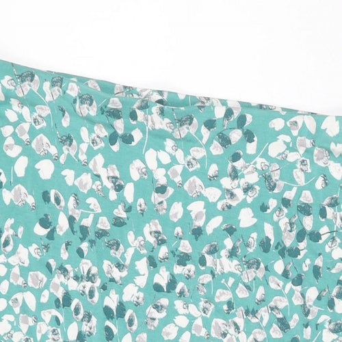 Marks and Spencer Womens Green Geometric Viscose Swing Skirt Size 18