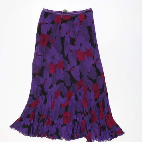 Country Casuals Womens Purple Floral Polyester Flare Skirt Size S